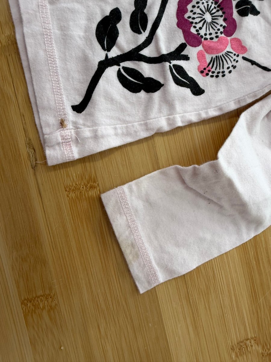 Tea Collection Top – 2 | Light Pink Floral Quarter-Button Long Sleeve - Nest and Sprout-Consignment
