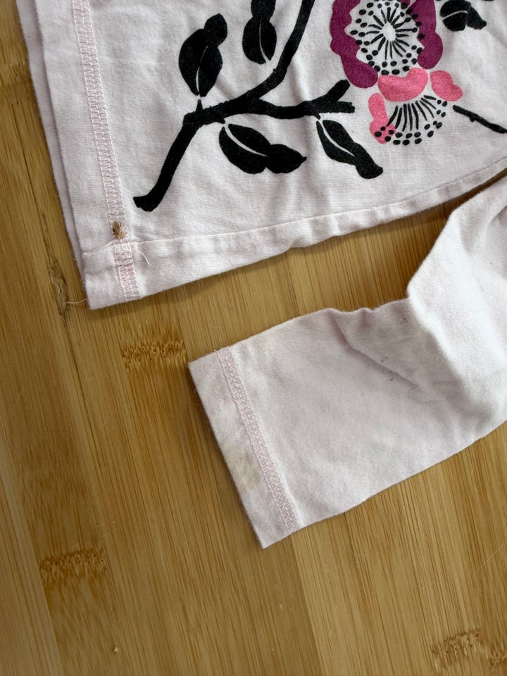 Tea Collection Top – 2 | Light Pink Floral Quarter-Button Long Sleeve - Nest and Sprout-Consignment