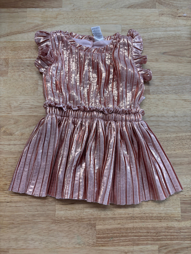 George Dress 3–6M – Metallic Rose Pleated