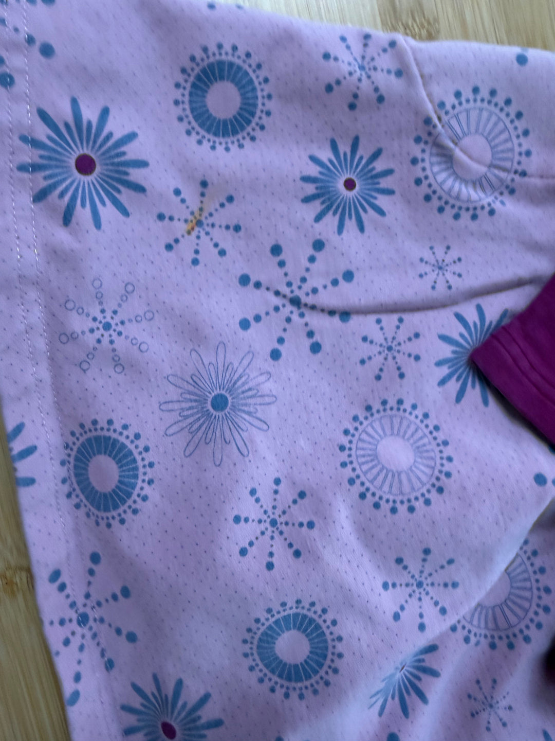Peekaboo Beans Collared Dress –3 Burgundy Bodice | Light Pink Snowflake Print | Long Sleeve
