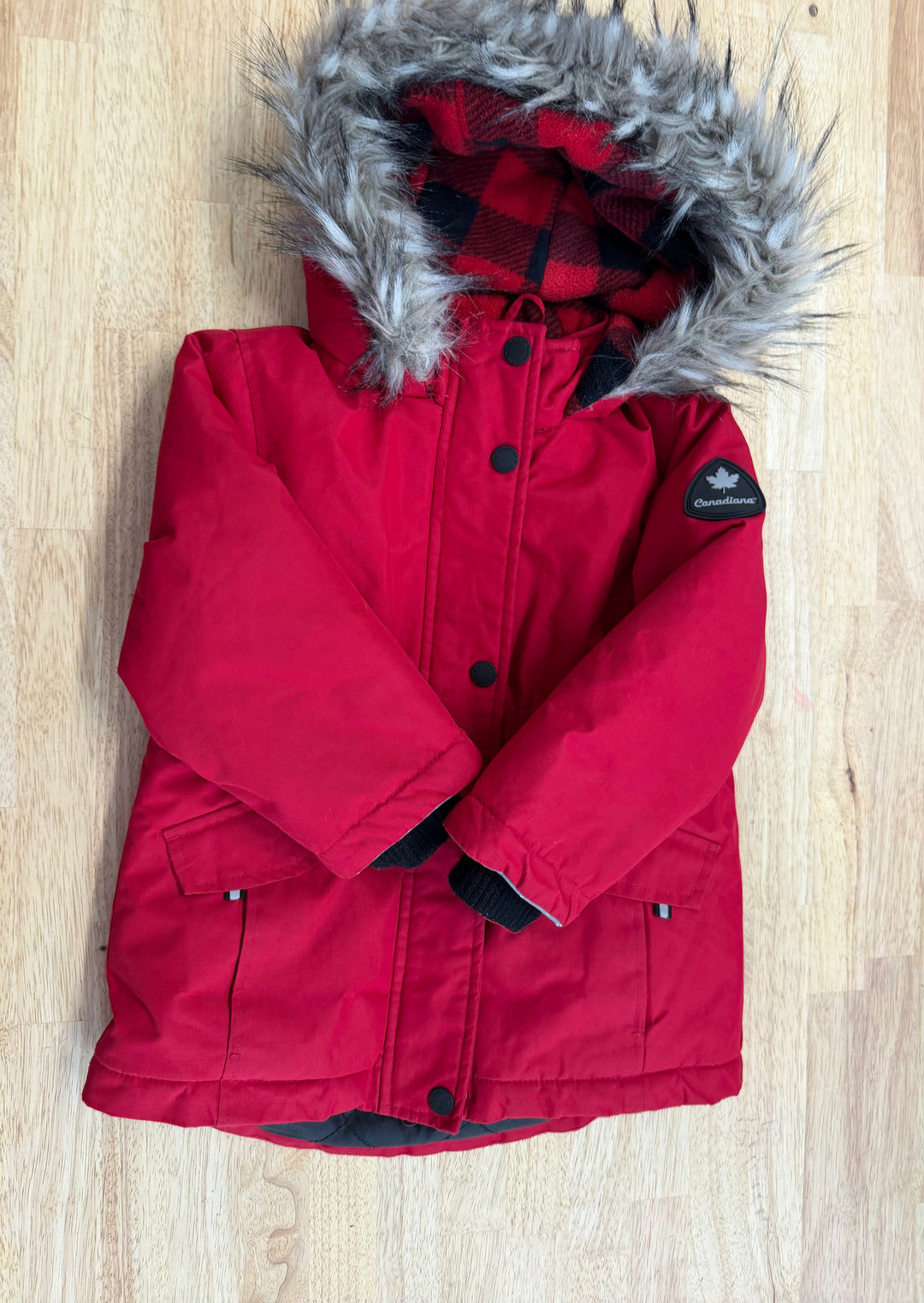 Canadiana Winter Jacket – 3T | Red | Faux Fur Hood