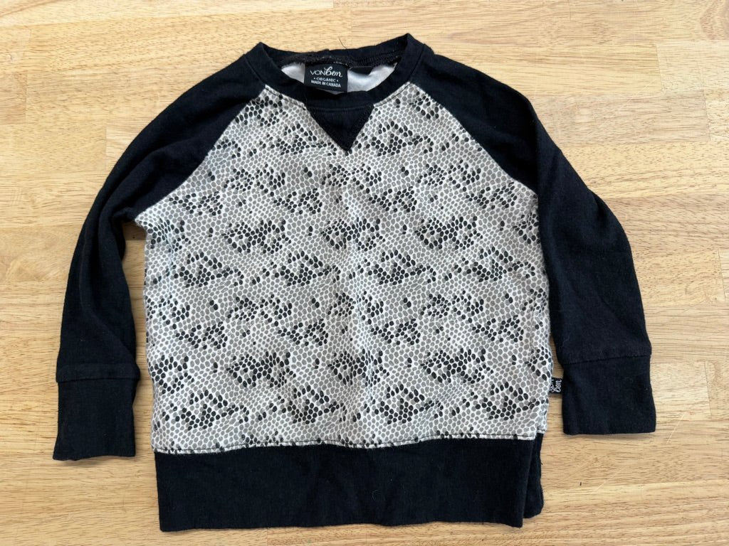 Von Bon Long Sleeve Top – 12–18M | Grey &amp; Black
