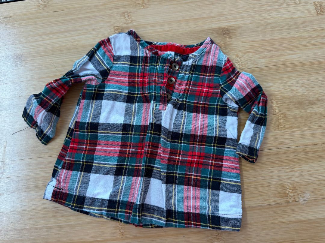 Carter's Christmas Flannel Shirt – 3M | Red & Green | Holiday