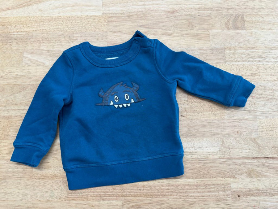 Gap Monster Sweatshirt Blue Turquoise | Size 6–12M - Nest and Sprout - Consignment