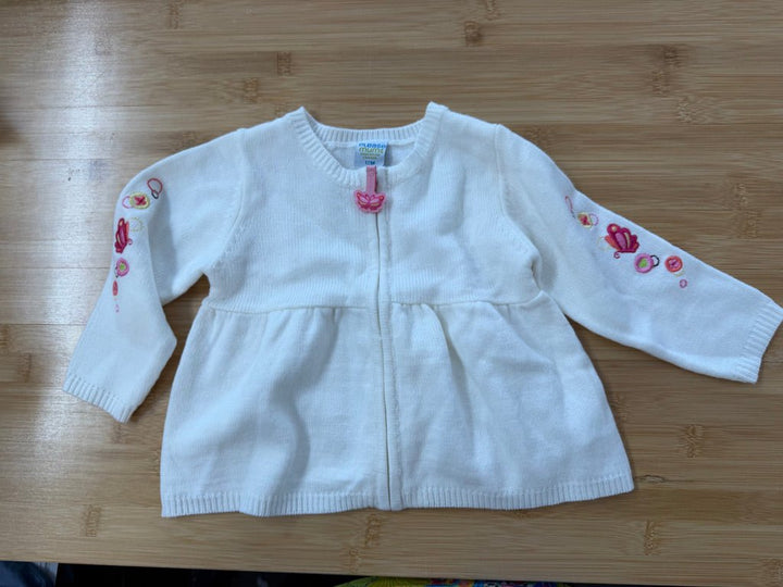 Please Mum Zip-Up Knit Sweater – 12M | Cream Butterfly Embroidered 100% Acrylic - Nest and Sprout-Consignment
