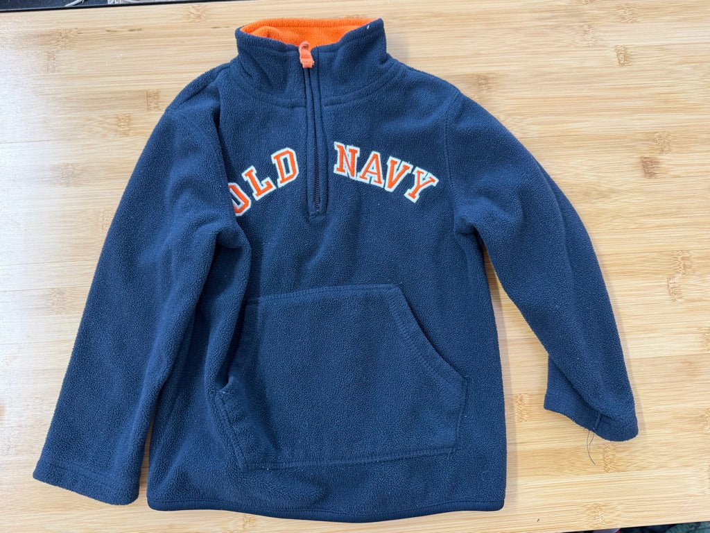 Old Navy Fleece Quarter-Zip – 3T | Navy Orange Text Vintage 2012 - Nest and Sprout-Consignment