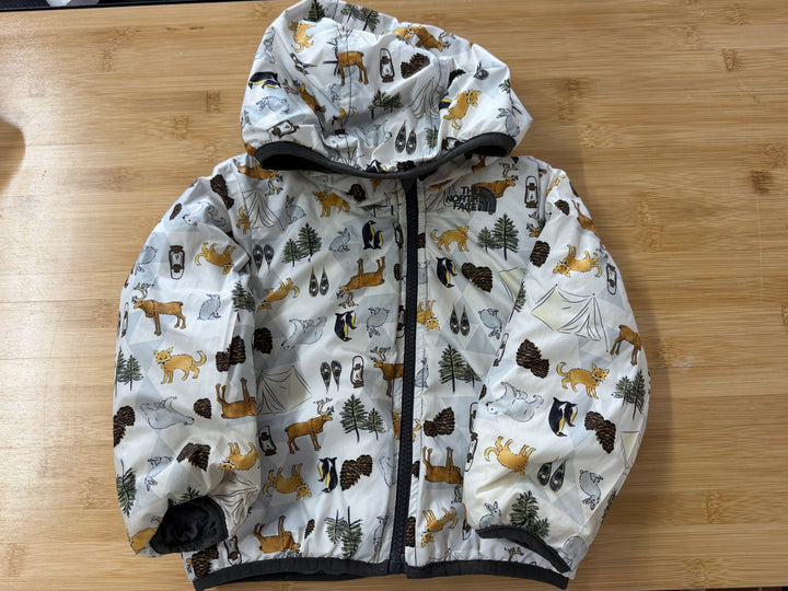 The North Face Puffer Quilted Jacket – 18=24motnhs | Reversible | Grey | Forest Animal Print