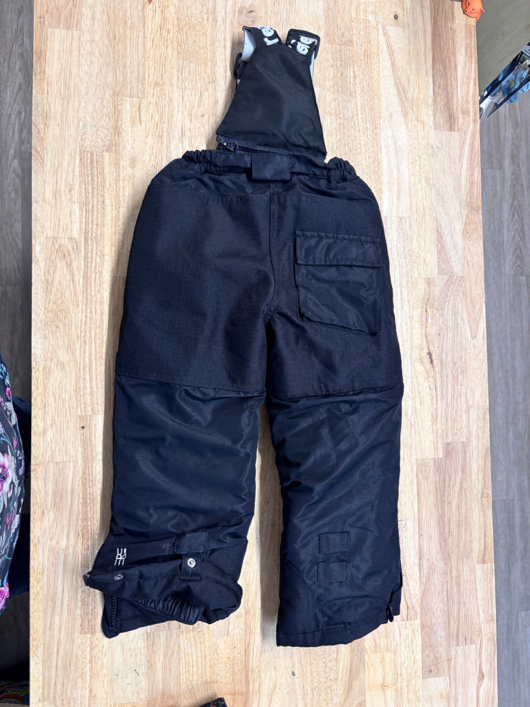Conifere Size 4 Black Snowpants - roll up hem for adjustable length