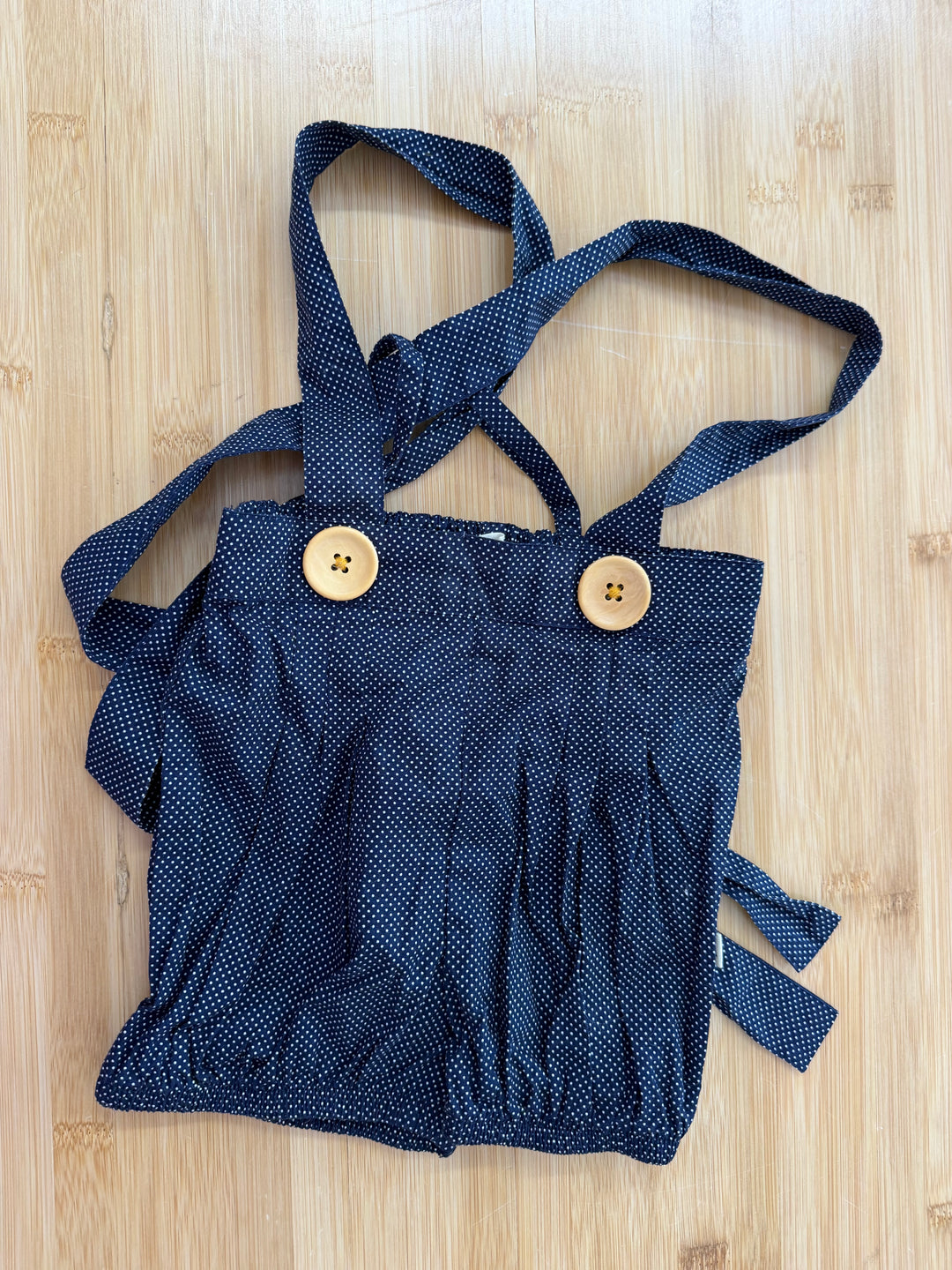 Lacey Lane Navy Polka Dot Overalls Shorts – 3 | Like New