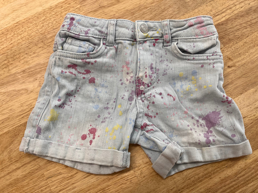 George Size 6 Denim Shorts - Light Wash Paint Splatters
