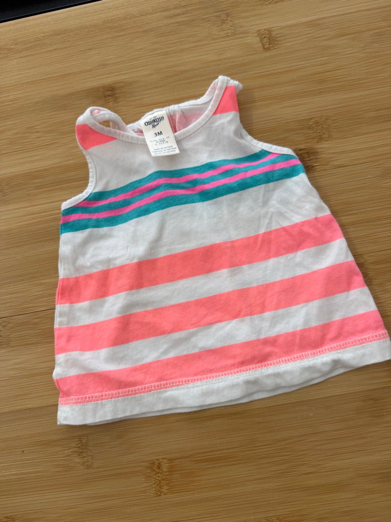 OshKosh Tank Top – 3M | Neon Pink & White Stripe - Nest and Sprout-Consignment