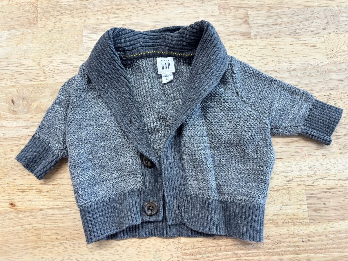 Baby Gap Grey Knit Button Cardigan | Size 0–3M - Nest and Sprout - Consignment