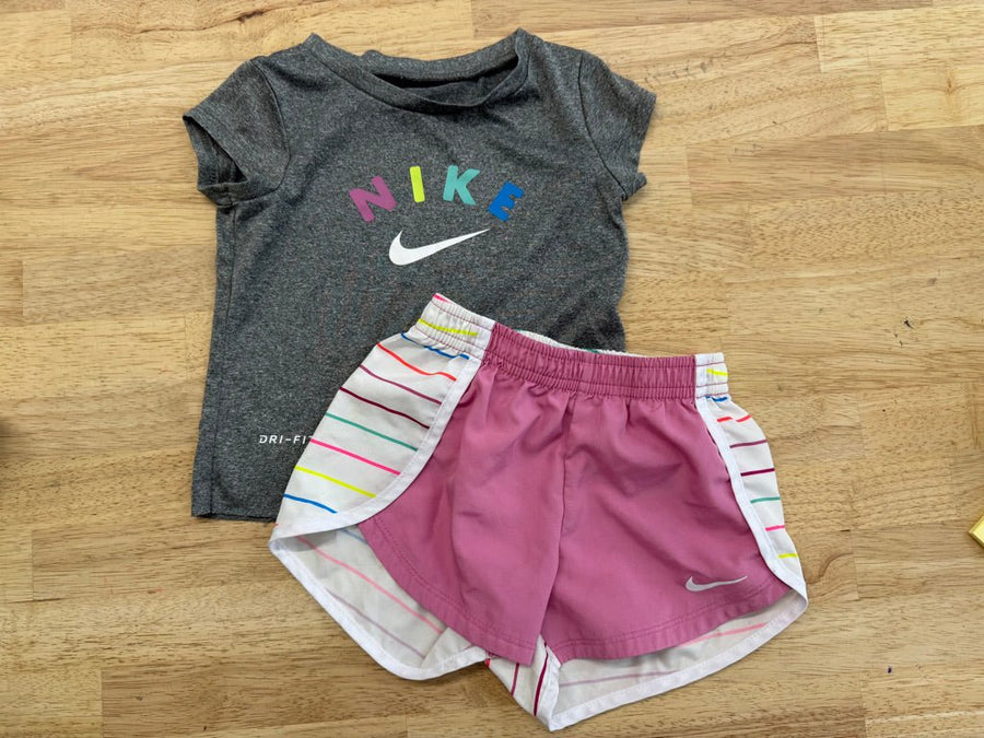Nike Dri - FIT Two - Piece Set – One Size | Pink Running Shorts & Shirt - Nest and Sprout - Consignment