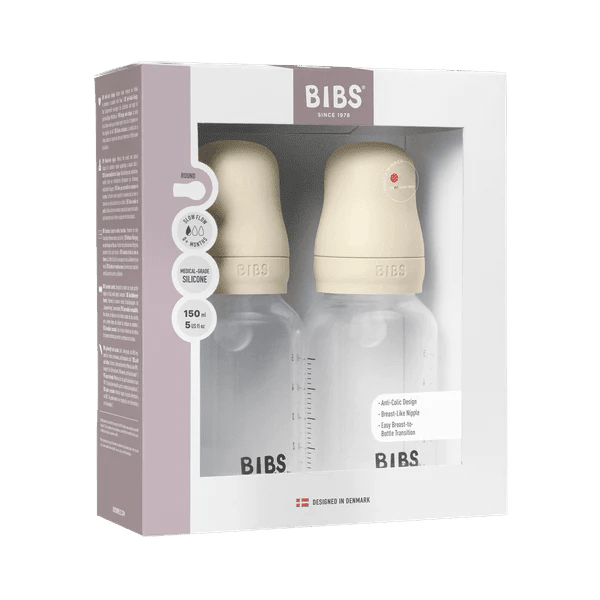 BIBS 150ml Plastic Bottle | Slow Flow Silicone | 2 Pack - Nest and Sprout - BIBS