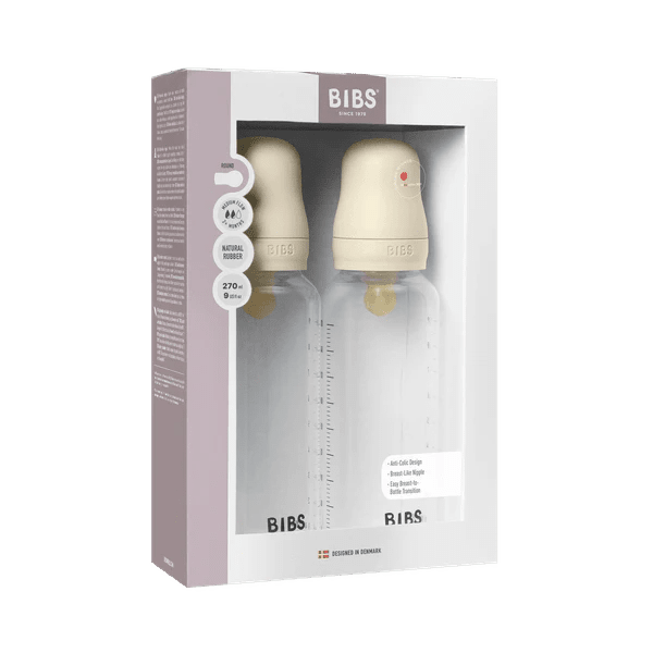 BIBS 270ml Plastic Bottle | Medium Flow Latex | 2 Pack - Nest and Sprout - BIBS
