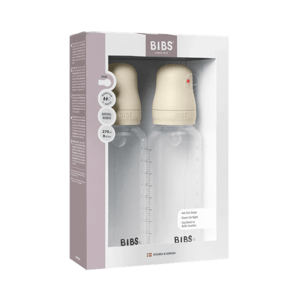 BIBS 270ml Plastic Bottle | Medium Flow Silicone | 2 Pack - Nest and Sprout - BIBS