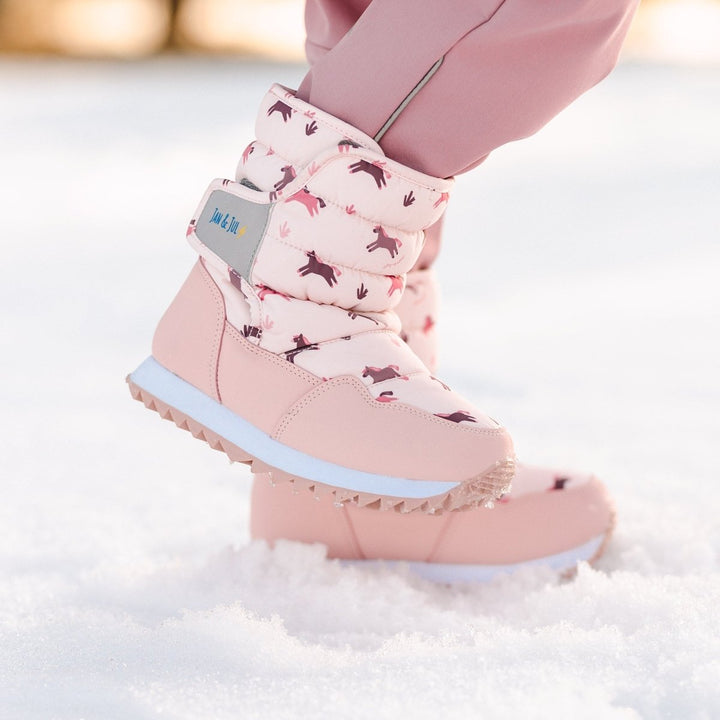 Jan &amp; Jul Winter Boots – Toasty-Dry Tall Puffy – Pink Ponies - Nest and Sprout-Jan &amp; Jul
