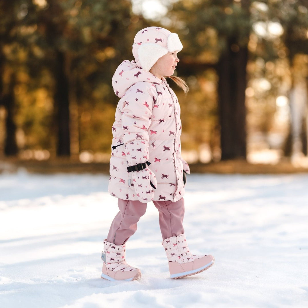 Jan &amp; Jul Winter Boots – Toasty-Dry Tall Puffy – Pink Ponies - Nest and Sprout-Jan &amp; Jul