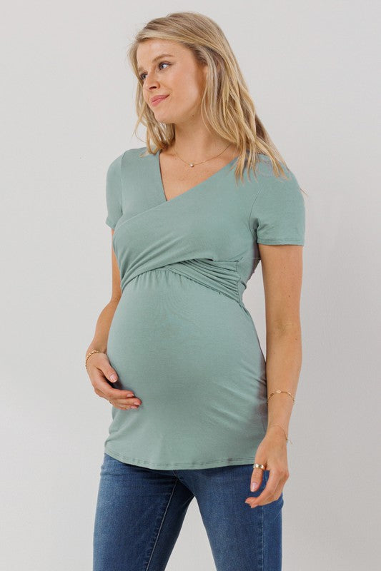 Wrap front store nursing top