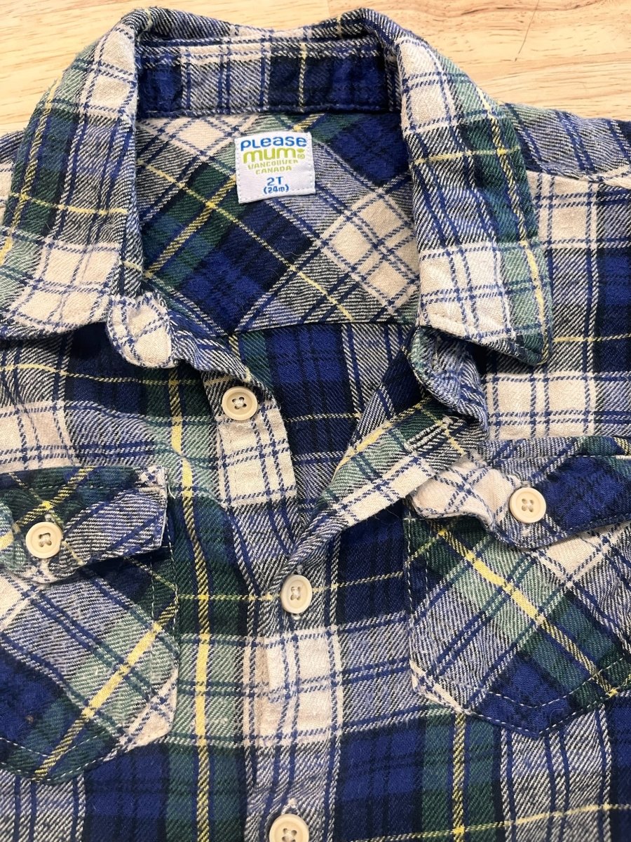 Please Mum Flannel Shirt, 2T imperfect - Nest and Sprout - Consignment