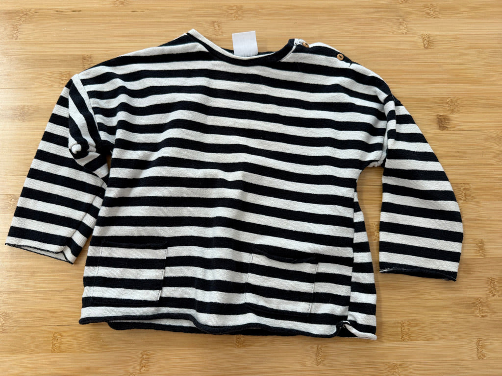 Zara Long Sleeve Shirt – 3–4Y | Black & Cream