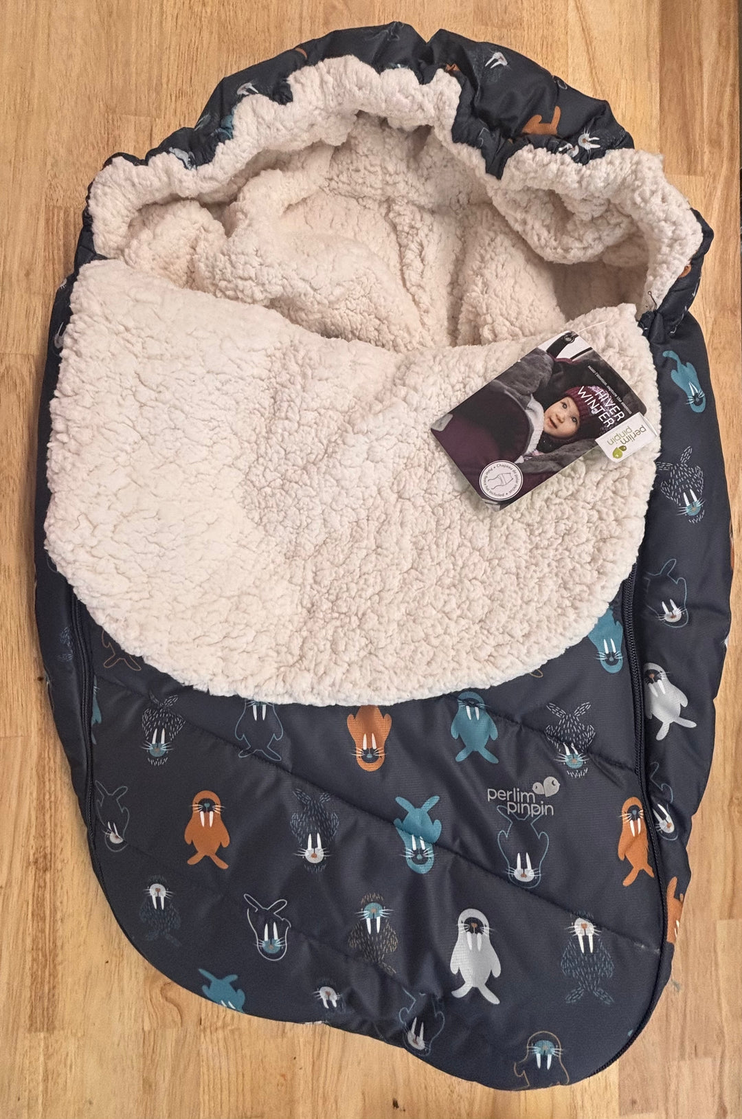 Perlimpinpin Winter Stroller Bunting Suit – Small Seal Print