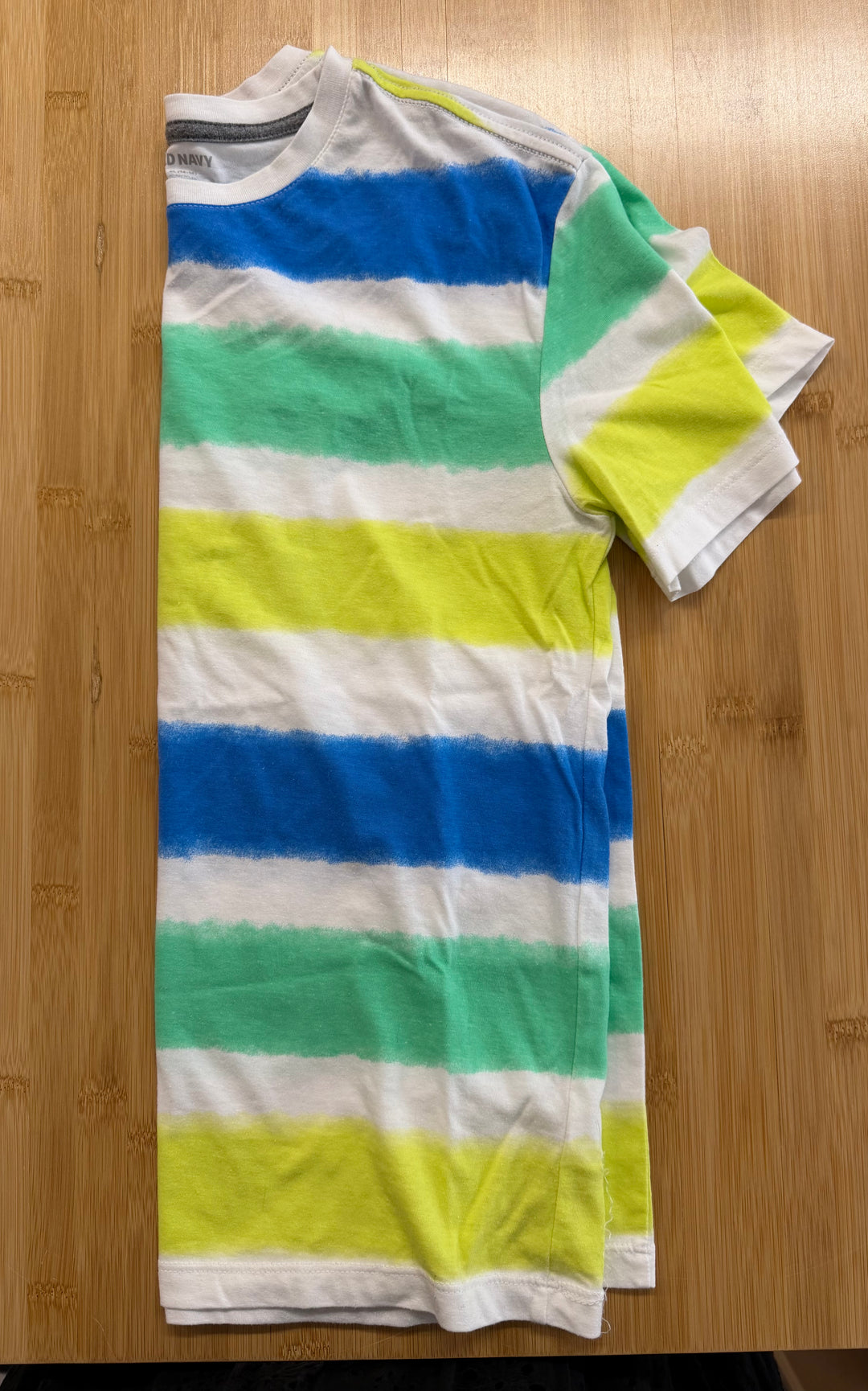 Old Navy Short Sleeve Shirt – XL (14–16) | White Blue & Green Stripe