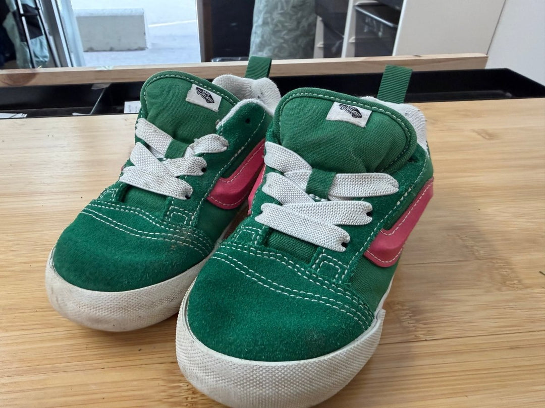 Vans Green Skate Sneakers – 10 | Green & Pink Stripes - Nest and Sprout-Consignment