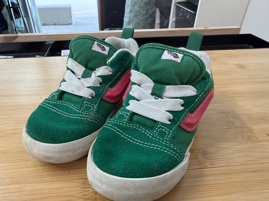 Vans Green Skate Sneakers – 10 | Green & Pink Stripes - Nest and Sprout-Consignment