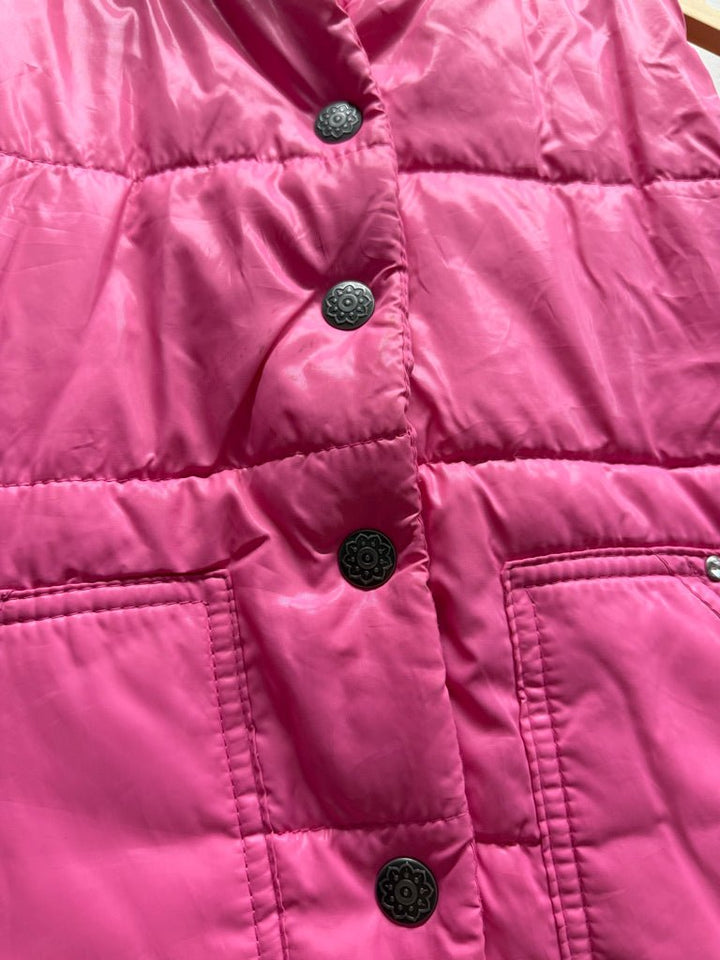 The Children's Place Puffer Vest – M (7/8) | Pink Snap-Up Missing Hood | Play - Nest and Sprout-Consignment