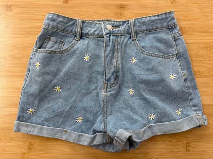 Shein Embroidered Denim Shorts – 14Y | Flower Rolled Edge - Nest and Sprout-Consignment