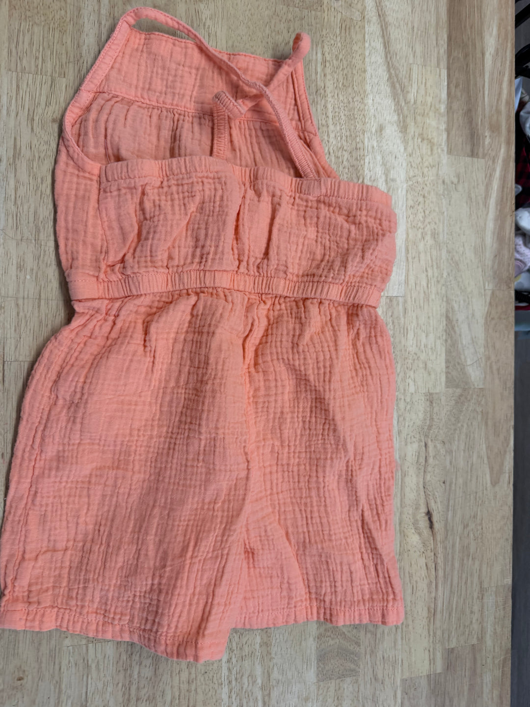 George Muslin Short Romper – 5T | Orange | Tank Top Style