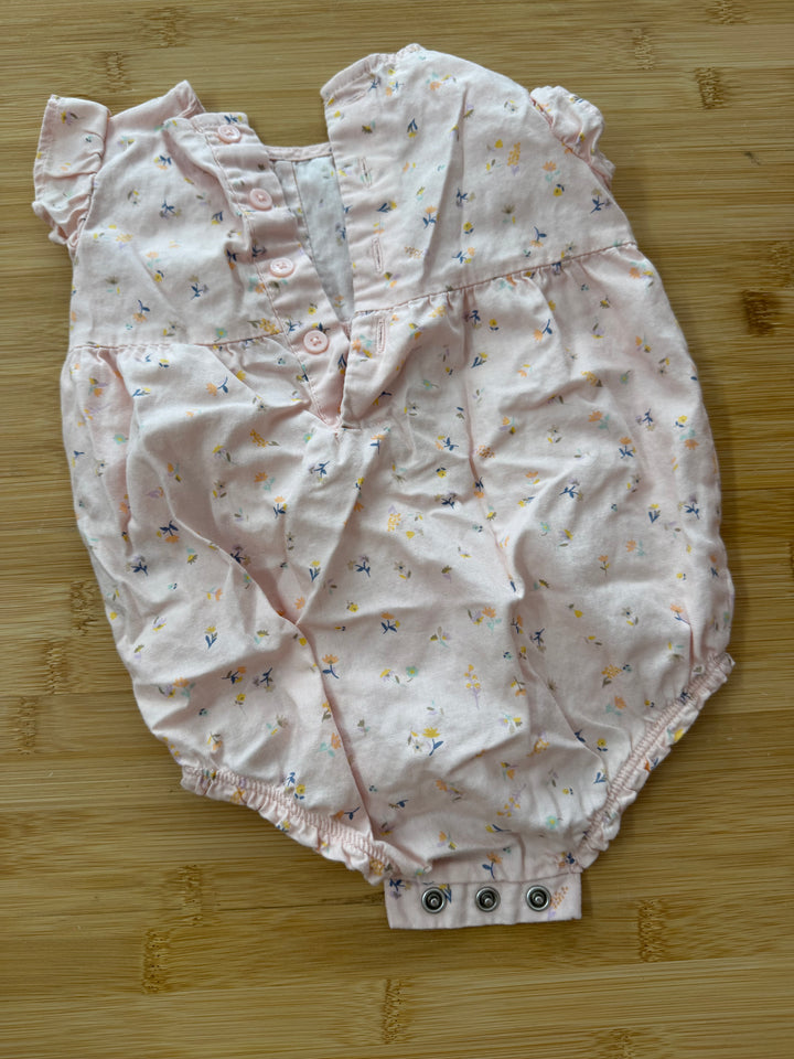 Carter's Bubble Romper – 6 Months | Light Pink | Floral | Button-Up Back