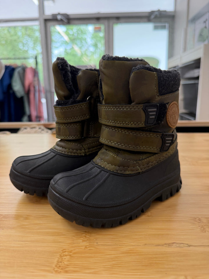 Camo Galosh Snow Boots – 7 | Army Green Double Velcro