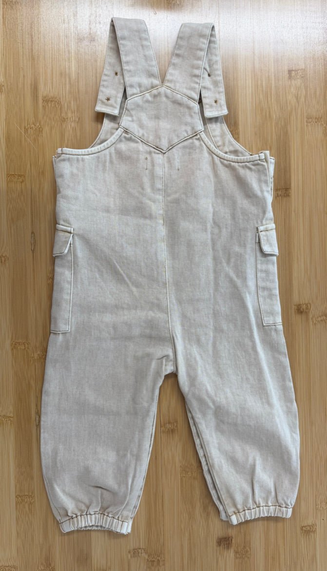Rise Little Earthling Denim Overalls – 9–12M | Brown Snap Crotch - Nest and Sprout - Consignment