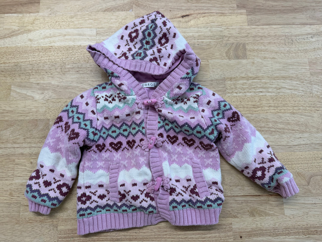 George Christmas Sweater – 24M | Pink Cotton/Acrylic | Holiday