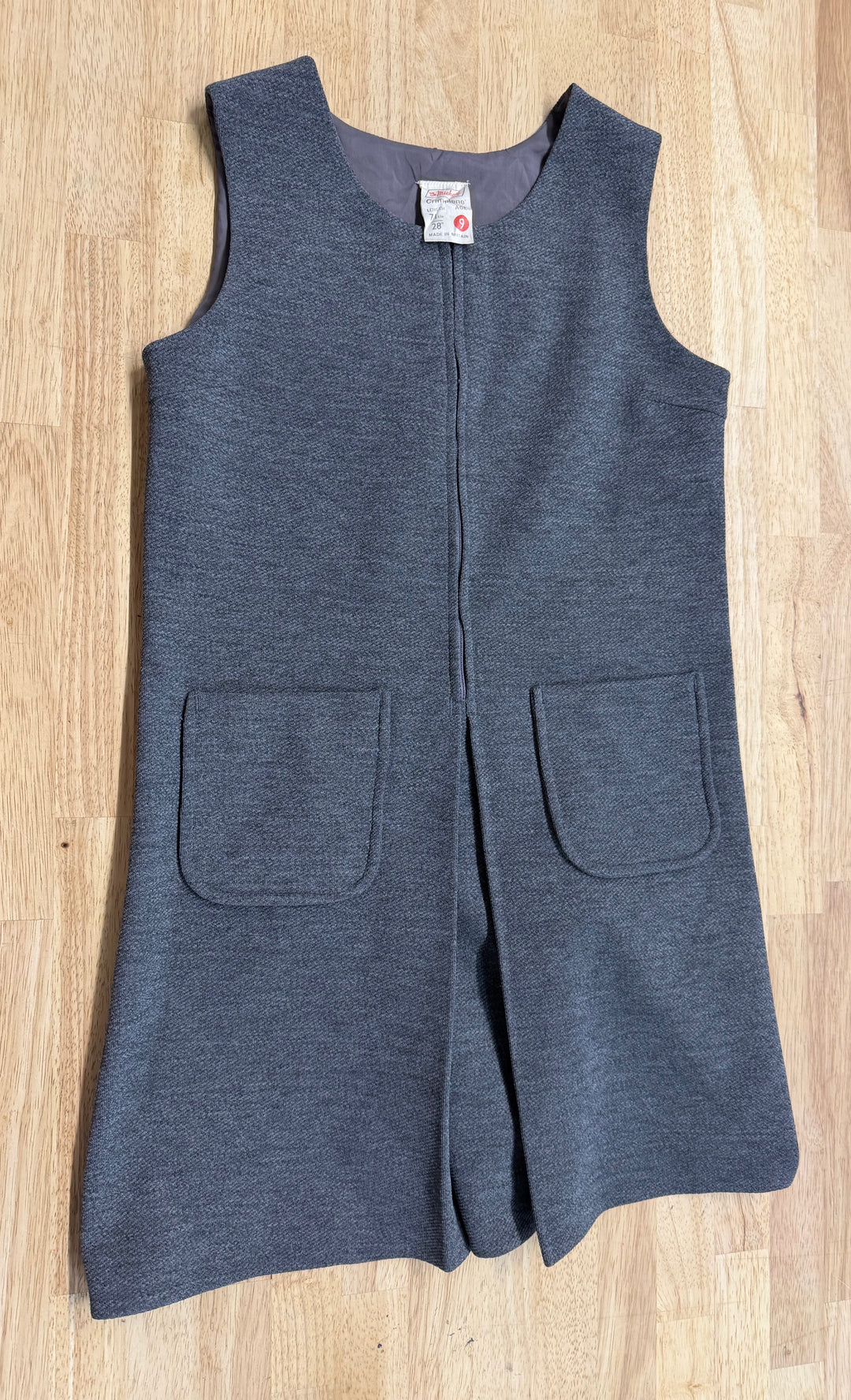 St Michael's Crimplene Dress – 9 (81cm) | Grey Vintage Made in Britain