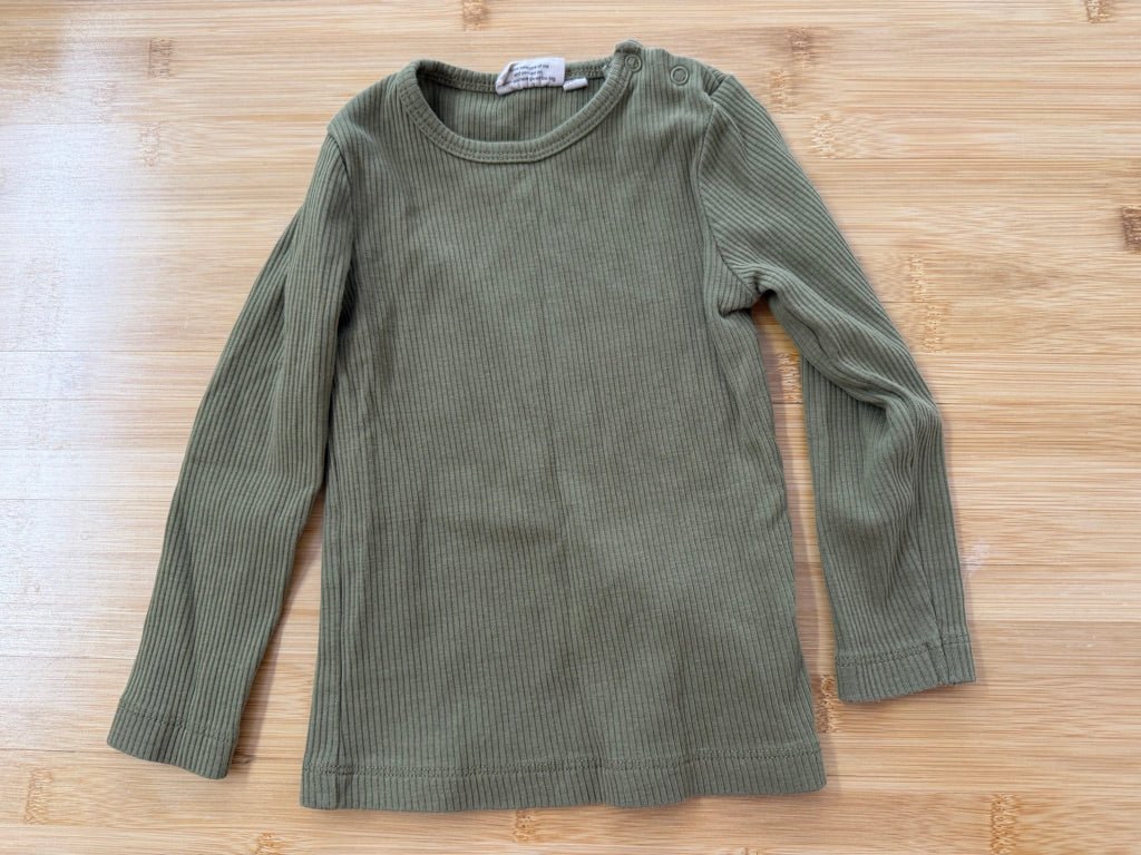 Wheat Kids Organic Cotton Ribbed Long Sleeve Shirt – 18M | Green - Nest and Sprout-Consignment