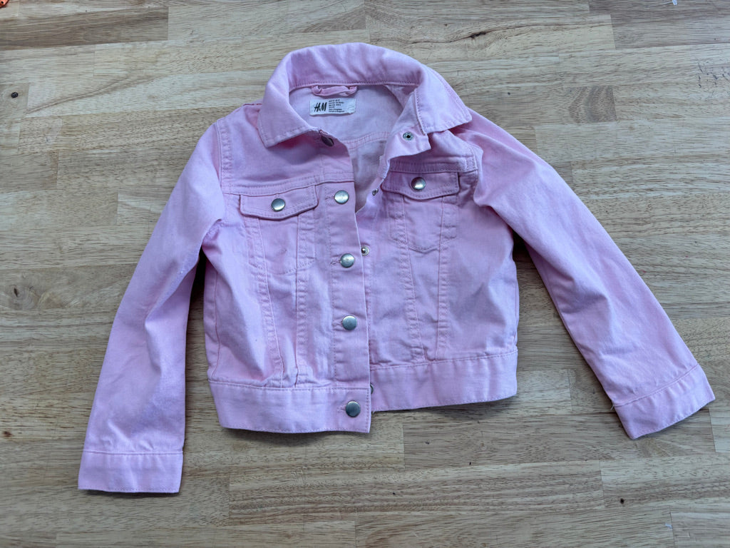 H&M Light Pink Denim Jacket Snap Front | Size 5