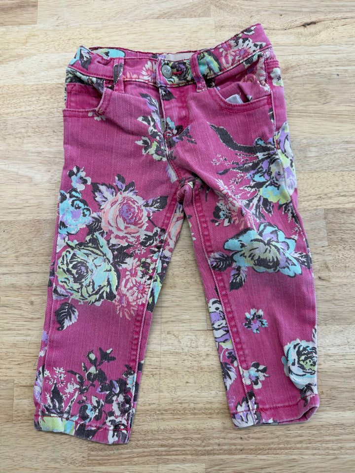 Roxy Floral Denim Jeans – 24M | Pink Floral, Adjustable Elastic