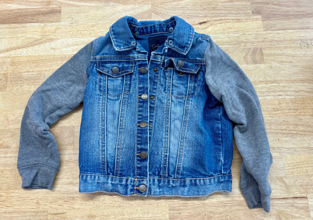 Jessica Simpson Denim Jacket with Sweatshirt Sleeves | Size 6