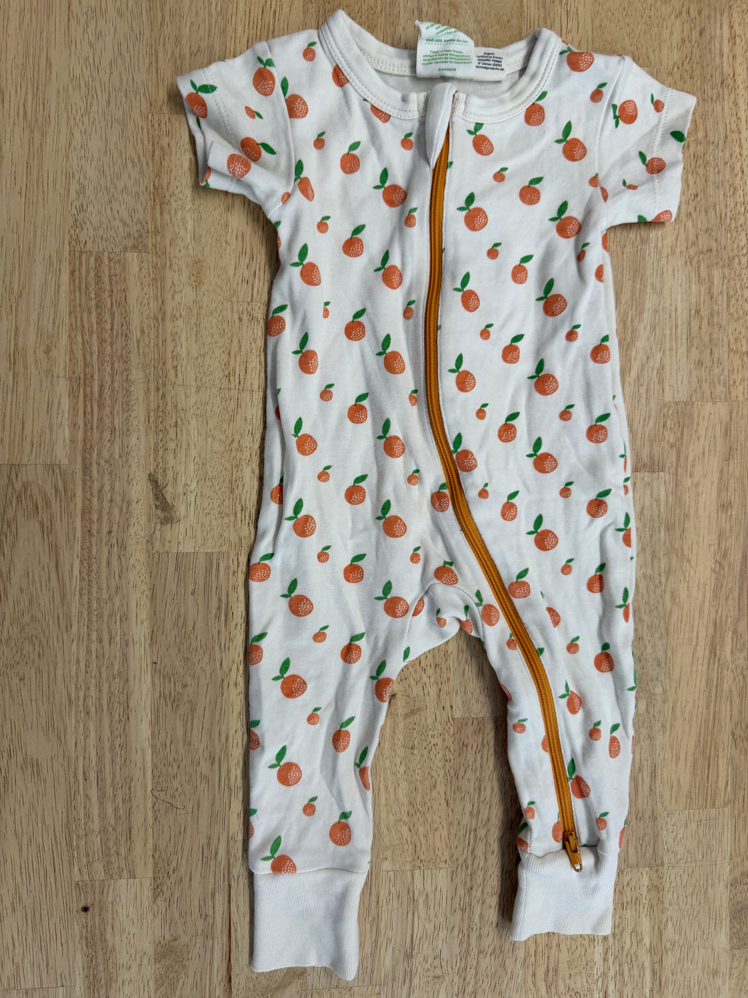 Parade Organics Oranges on Cream Footless Sleeper – 0–3M | Two-Way Zip
