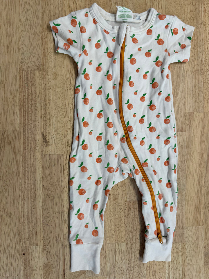 Parade Organics Oranges on Cream Footless Sleeper – 0–3M | Two-Way Zip