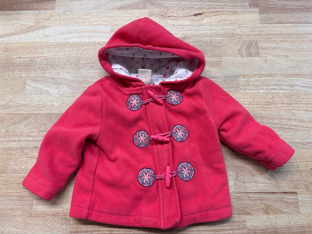 Joe Fresh Peacoat Style Fleece Jacket – 6–12M Pink - Nest and Sprout - Consignment