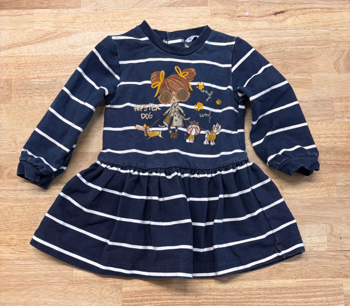 Mayoral 12M Dress - Drop Waist with Dog Graphic