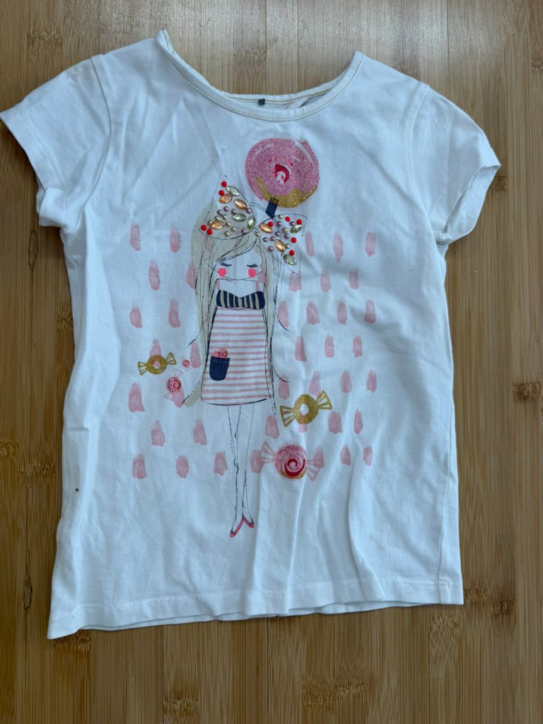 Deux par Deux Cream Graphic Girl & Gem Tunic – 4 - Nest and Sprout-Consignment