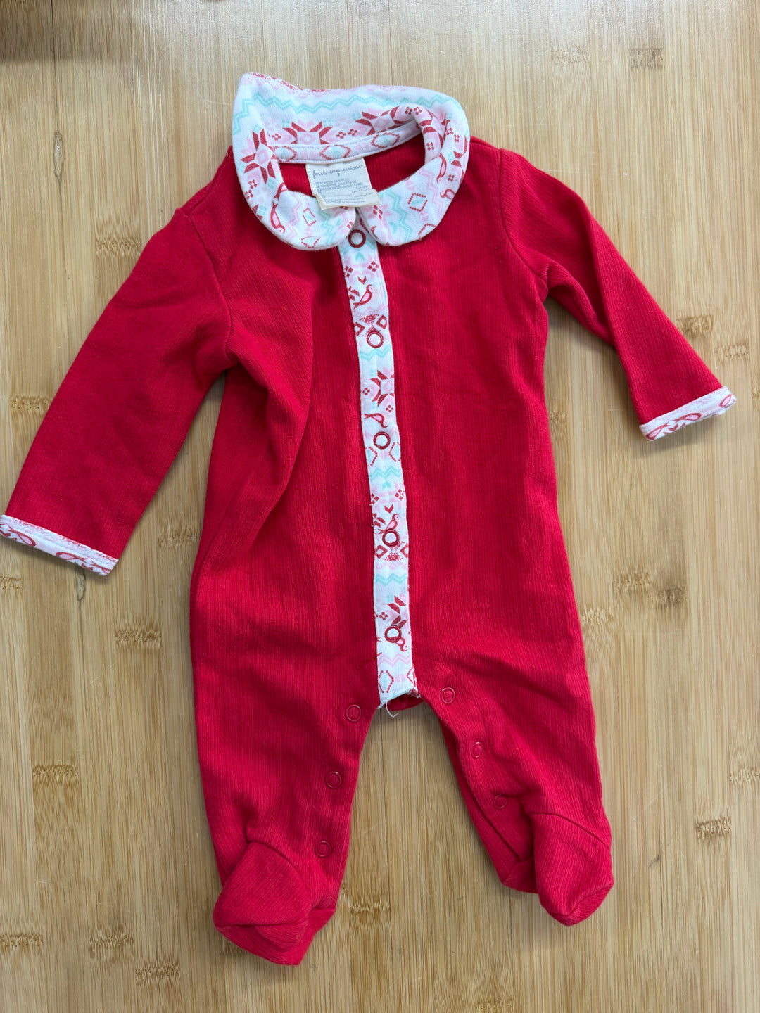 First Impressions Footed Sleeper – Newborn | Red | Snap-Up