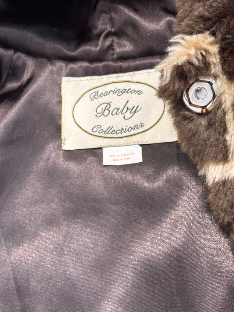 Bearington Baby Faux Fur Jacket – Size 6–12 Months – Giraffe Print with Hood