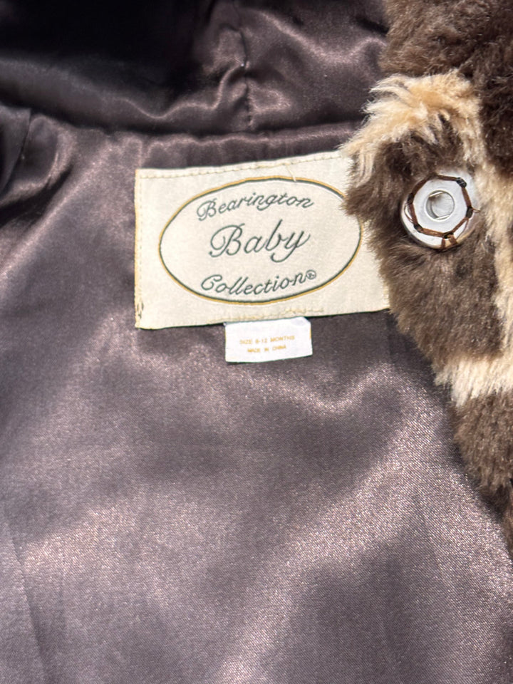 Bearington Baby Faux Fur Jacket – Size 6–12 Months – Giraffe Print with Hood