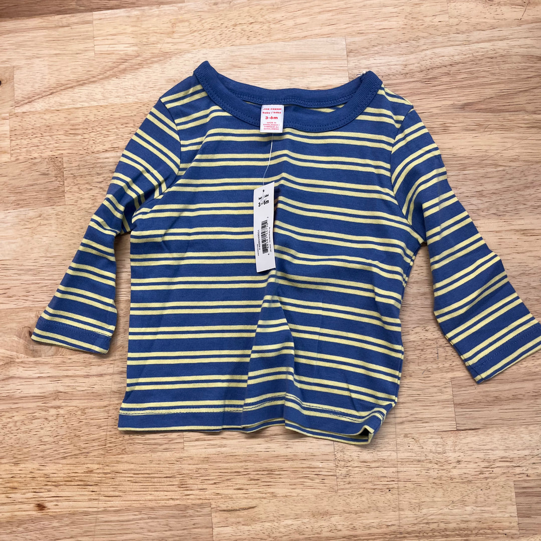 Joe Fresh 3–6M Long Sleeve Top - Blue/Yellow Stripes NWT